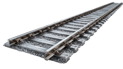 Ultra-Realistic Railway Track with Metal Texture on Transparent Background


