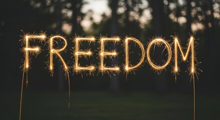 Sparkling freedom shines brightly in the dark background