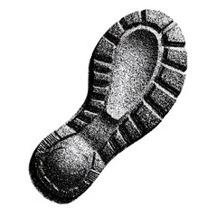 Fototapeta premium Vintage Shoe Print In Retro Stipple. Footwear Impression Illustration Isolated On Transparent Background