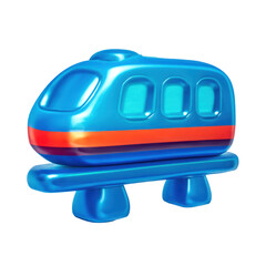 3D Translucent Blue Train Icon on Transparent Background Representing Modern Transportation and Travel