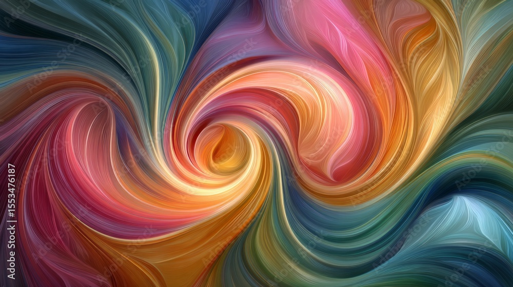 Aufkleber A vibrant abstract design featuring swirling colors and shapes, with a mix of gradients and geometric patterns that create an energetic and dynamic visual effect