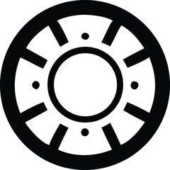Obraz premium Geometric black and white circular symbol with inner ring spokes and dots representing balance and harmony