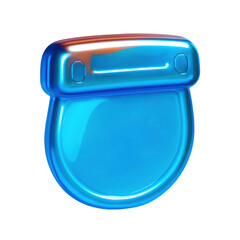 3D Translucent Blue Icon With Glossy Finish and Rounded Shape on Transparent Background