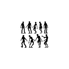 Set of zombies silhouette isolated on white background. Vector illustration. 