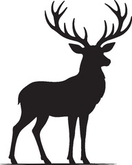 Obraz premium A striking vector illustration showcasing a majestic deer silhouette with prominent antlers, perfect for various wildlife and nature-themed designs