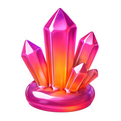 3D Translucent Icon Style Crystal Gem With Pink Orange Glow and Shiny Texture