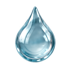 3D Translucent Icon Style Transparent Water Drop Illustration With Blue Hues Reflecting Light And Emphasizing Cleanliness