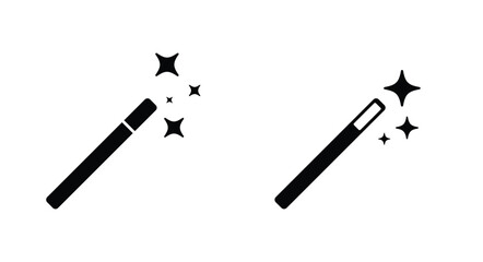 Simple magic wand with sparkling stars icon vector.