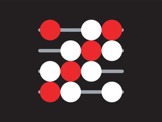 Simple Flat Abacus Calculation Tool with Red and White Circles for Education