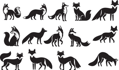 fox silhouettes set
