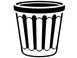 waste basket icon black isolated on clear background