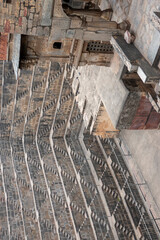Chand Baori stepwell in the village of Abhaneri, Rajasthan, India.  Detail of steps