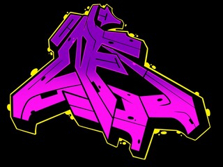 graffiti f, illustration of letter f with cool wild graffiti pattern and bright colors