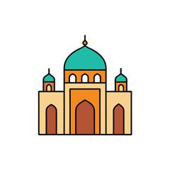 a color  vector line drawing of a historic mosque 