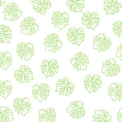 Monstera Leaves Seamless Pattern Leaf Floral Background