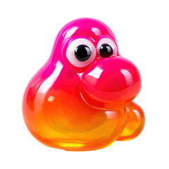 3D Translucent Icon Style Of Colorful Abstract Blob Figure Against Transparent Background
