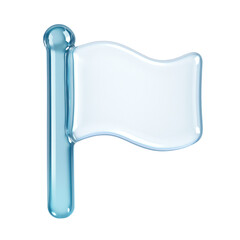 3D Translucent Flag Icon on Transparent Background in Blue Shade Suggesting a Digital Symbol of Navigation and Achievement