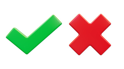 Obraz premium Glossy True/False Icons on Transparent Background