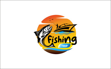 Illustration vector graphic of fishing logo design template