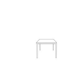A clean, simple line drawing of a square table against a white background.