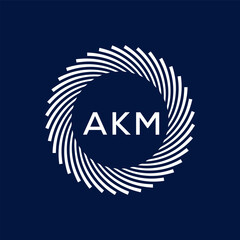 AKM letter logo design with black background in illustrator, vector logo modern alphabet font overlap style. calligraphy designs for logo, Poster, Invitation, etc.