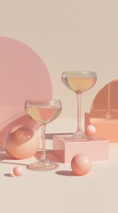 Minimal pastel cocktail composition with abstract shapes for modern branding product mockups editorial design and visual storytelling