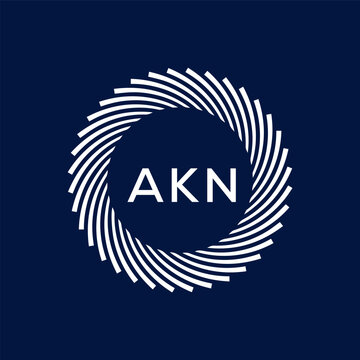 AKN letter logo design with black background in illustrator, vector logo modern alphabet font overlap style. calligraphy designs for logo, Poster, Invitation, etc.