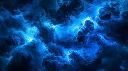 Obraz premium Abstract blue cloud formation, dark moody sky, textured background.