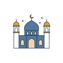 a moonlit mosque with soft glowing windows and gen