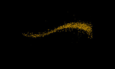 Curved Golden Sparkle Trail on Black Background – High Resolution

