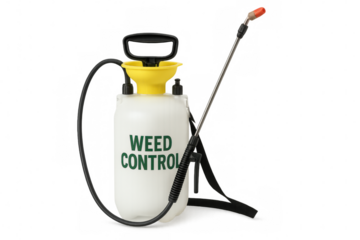 Garden pressure sprayer designed for effective weed and pest control, isolated on a transparent background for versatile use