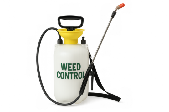 Garden pressure sprayer designed for effective weed and pest control, isolated on a transparent background for versatile use