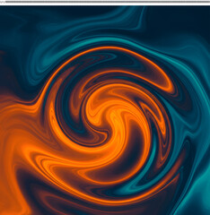Abstract Swirling Orange and Teal Liquid Marble Texture