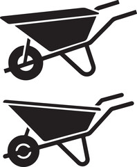 Versatile Black Wheelbarrow Icons for Gardening and Construction Projects