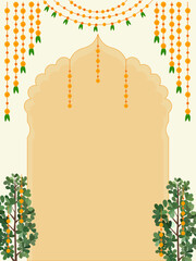 Traditional Indian Wedding Invitation Template with Mandala Art