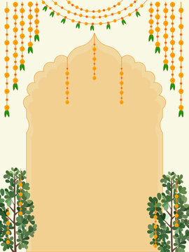 Traditional Indian Wedding Invitation Template with Mandala Art