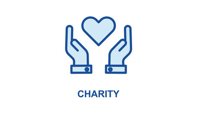 Charity Concept. Hands Holding A Heart Editable Stroke Outline Icon Isolated On White Background Flat Vector Illustration Vector Icon Isolated On White Background