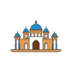 a mosque courtyard with fountains and archways  sy