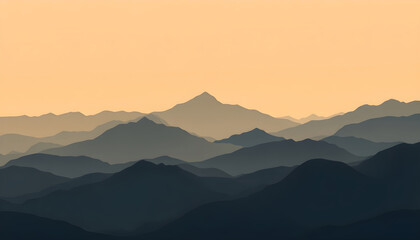 Minimal mountain silhouette at sunset