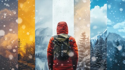 Forecast concept. Collage of photos with different weather conditions
