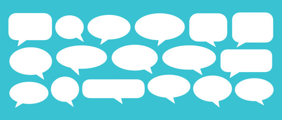 Black color speech or chat bubbles set, Speech bubble comic buttons for web design, Set of speak bubble text, chatting box, message box