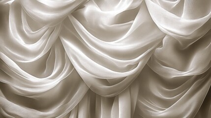 Silky cloth falls gracefully in curves and folds, creating an elegant, flowing texture