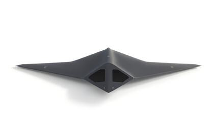 Dark Grey Stealth Aircraft Model isolated on a transparent background