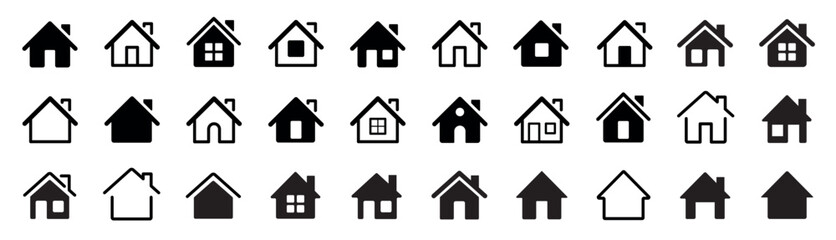 Home icon set. Web home icon for apps and websites, House icon, Home sign. Main page icon. Vector illustration