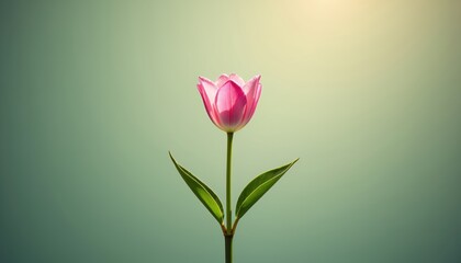 Obraz premium Delicate Pink Flower Standing Gracefully Against Light Background