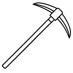 Pickaxe Icon in Line Art Style