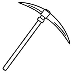 Pickaxe Icon in Line Art Style
