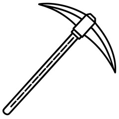 Pickaxe Icon in Line Art Style