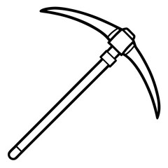 Pickaxe Icon in Line Art Style