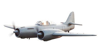 Silver Vintage Fighter Plane Illustration isolated on a transparent background